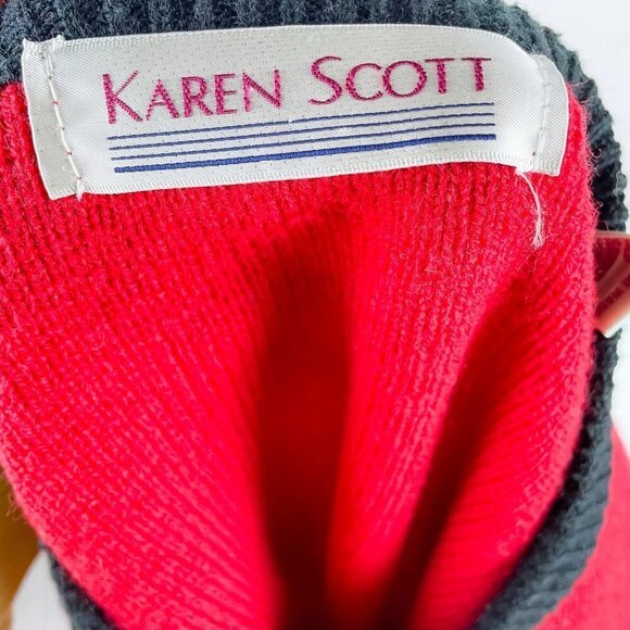 Vintage Karen Scott Wool Blend Cozy Knit Red Christmas Holiday Cardigan Sweater - Picture 9 of 12
